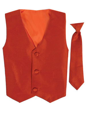 Poly silk vest & clip-on necktie