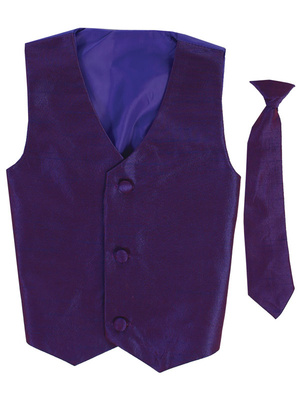 Poly silk vest & clip-on necktie