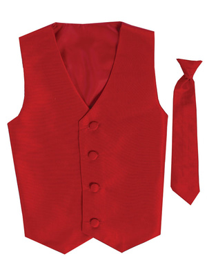 Poly silk vest & clip-on necktie