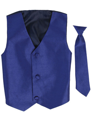 Poly silk vest & clip-on necktie