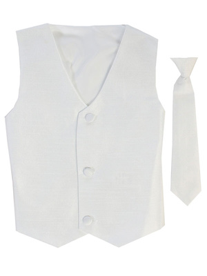 Poly silk vest & clip-on necktie