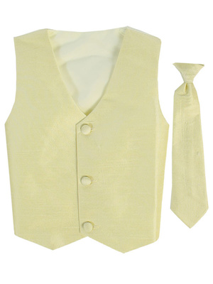 Poly silk vest & clip-on necktie