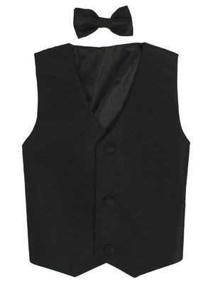 Poly silk vest & clip-on bowtie