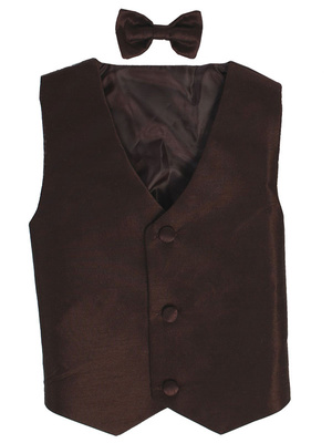 Poly silk vest & clip-on bowtie