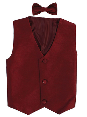 Poly silk vest & clip-on bowtie