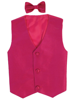 Poly silk vest & clip-on bowtie