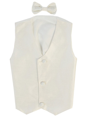 Poly silk vest & clip-on bowtie