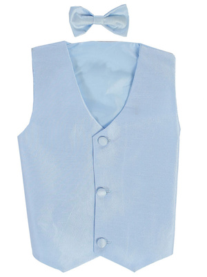 Poly silk vest & clip-on bowtie