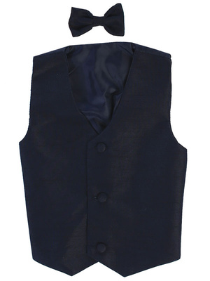 Poly silk vest & clip-on bowtie