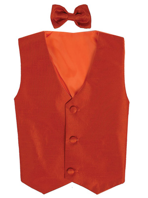 Poly silk vest & clip-on bowtie