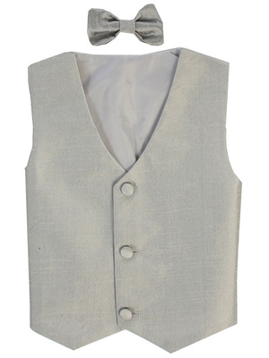 Poly silk vest & clip-on bowtie