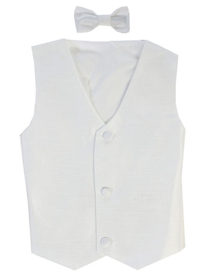 Poly silk vest & clip-on bowtie