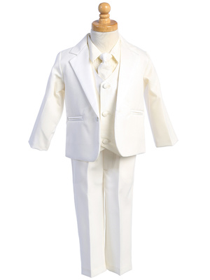 One-button IVORY dinner jacket tuxedo with vest & necktie