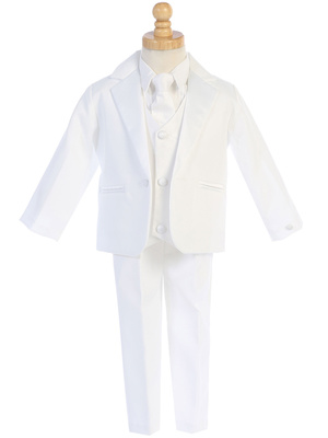 One-button WHITE dinner jacket tuxedo with vest & necktie