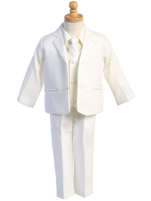 Two-button IVORY dinner jacket tuxedo with vest & necktie