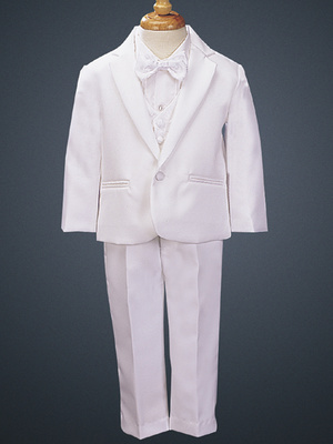 One-button WHITE dinner jacket tuxedo with vest & bowtie