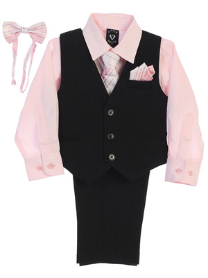 Black pin-striped vest & pant set