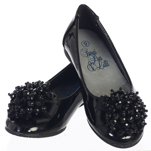Girls flat shoes with crystal beads bow