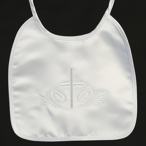 Satin bib with embroidered cross