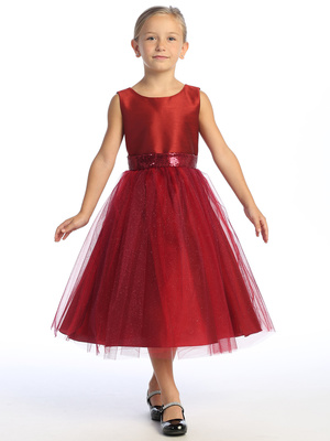 Shantung & Sparkle tulle with sequins V-Back trim