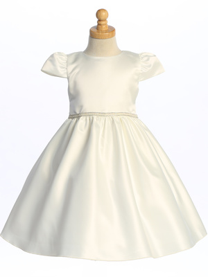 Satin short dress with Rhinestone trim