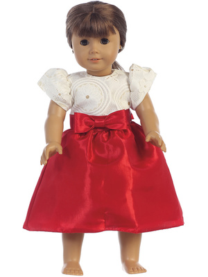 Doll dress - Embossed lace with taffeta