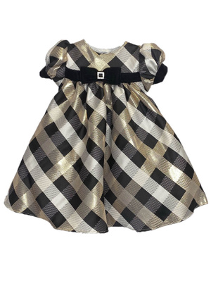 Poly-Metallic check baby dress