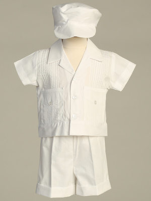 Poly cotton pin-tuck shirt and short set