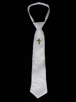 Zipper tie with gold cross