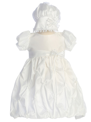 Taffeta Dress with Pinched Bubble Hem