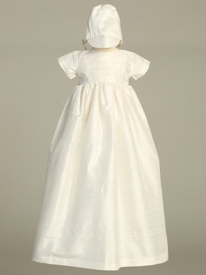 Raw silk heirloom gown with two hats (boy and girl)