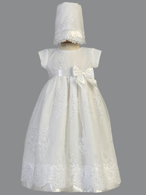 Embroidered organza gown with sequins