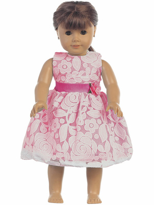 Doll dress - Floral design on tulle