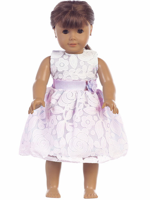 Doll dress - Floral design on tulle