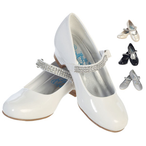 Girls shoes with 1" heel & rhinestone strap