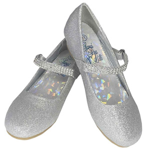 Girls shoes with 1" heel & rhinestone strap