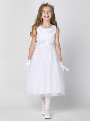 Satin with embroidered tulle
