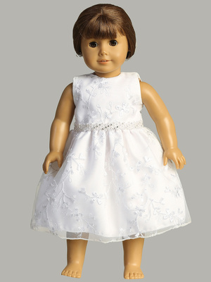 Doll dress - Embroidered tulle with sequins