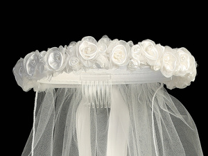 30" Veil - Satin & Organza Flowers