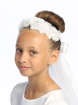 24" Veil - Flower with Rhinestone accents