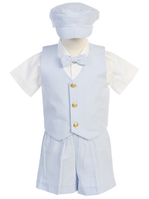 Cotton seersucker vest and short set
