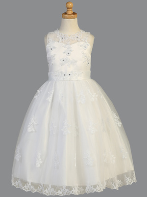 Organza with beaded appliques & rhinestones